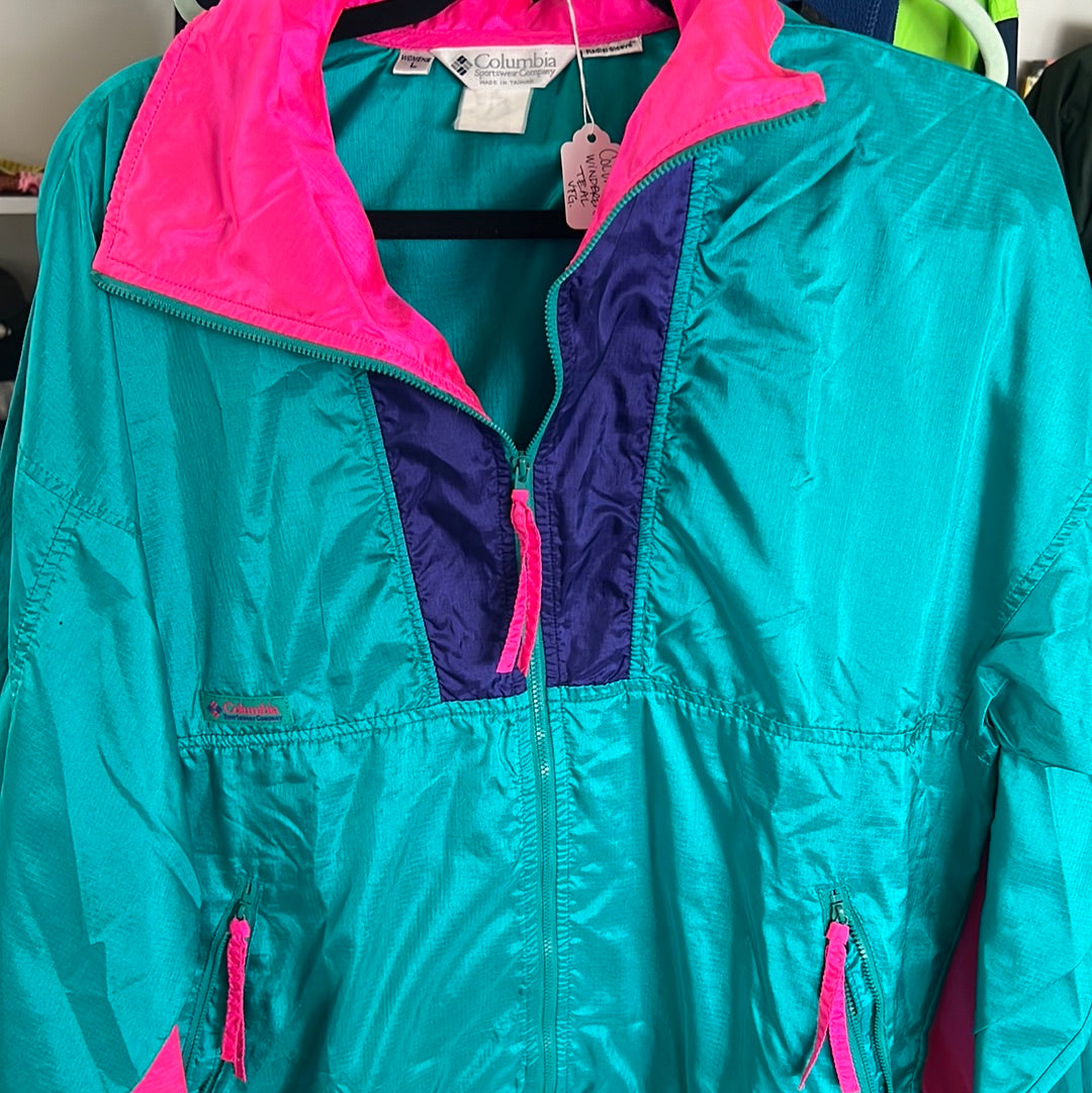 Vintage Columbia windbreaker teal