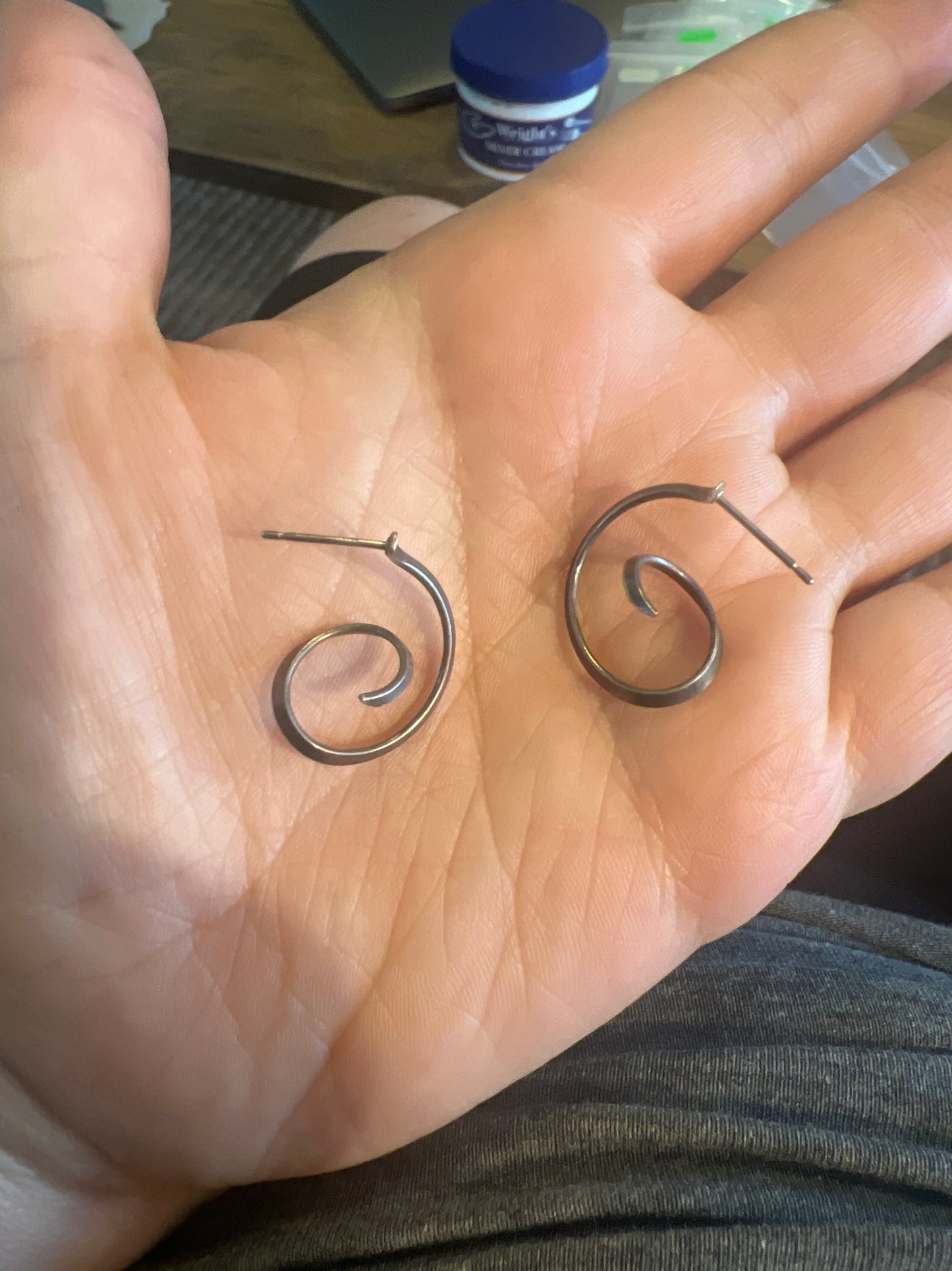 Sterling silver thin swirl hoop earrings