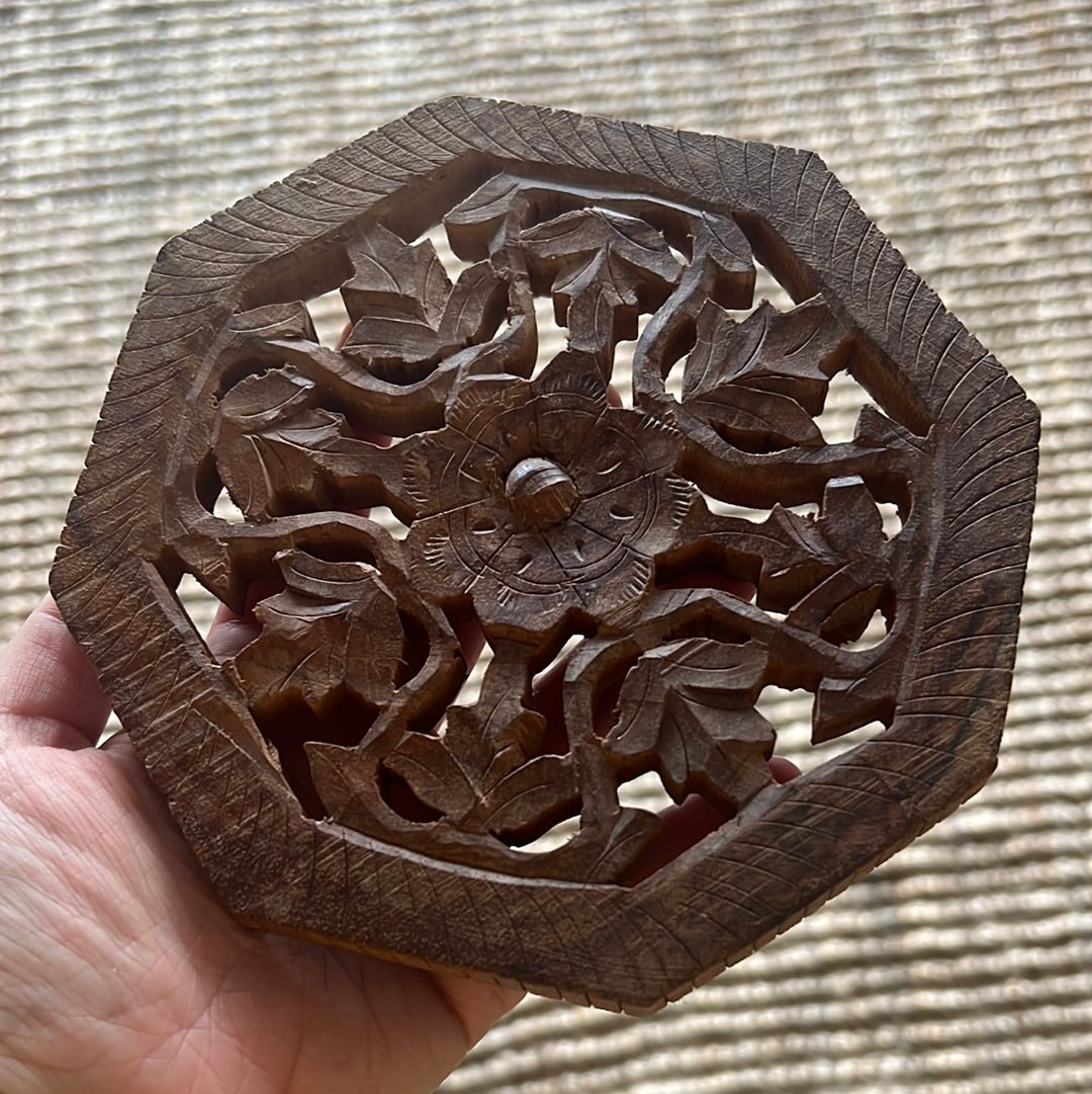 Vintage Hand Carved Trivet