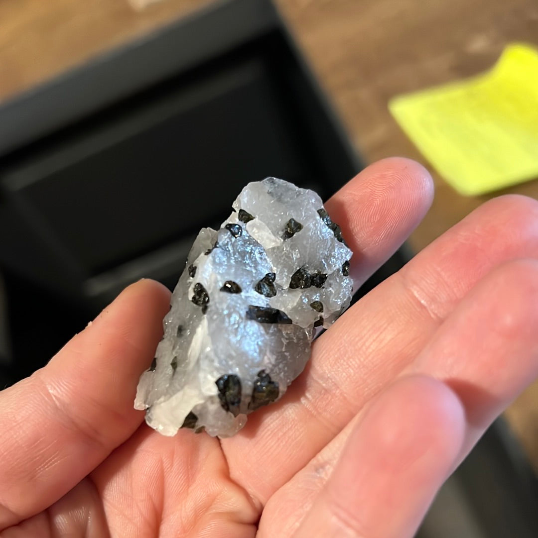 Natural quartz with Green Tourmaline