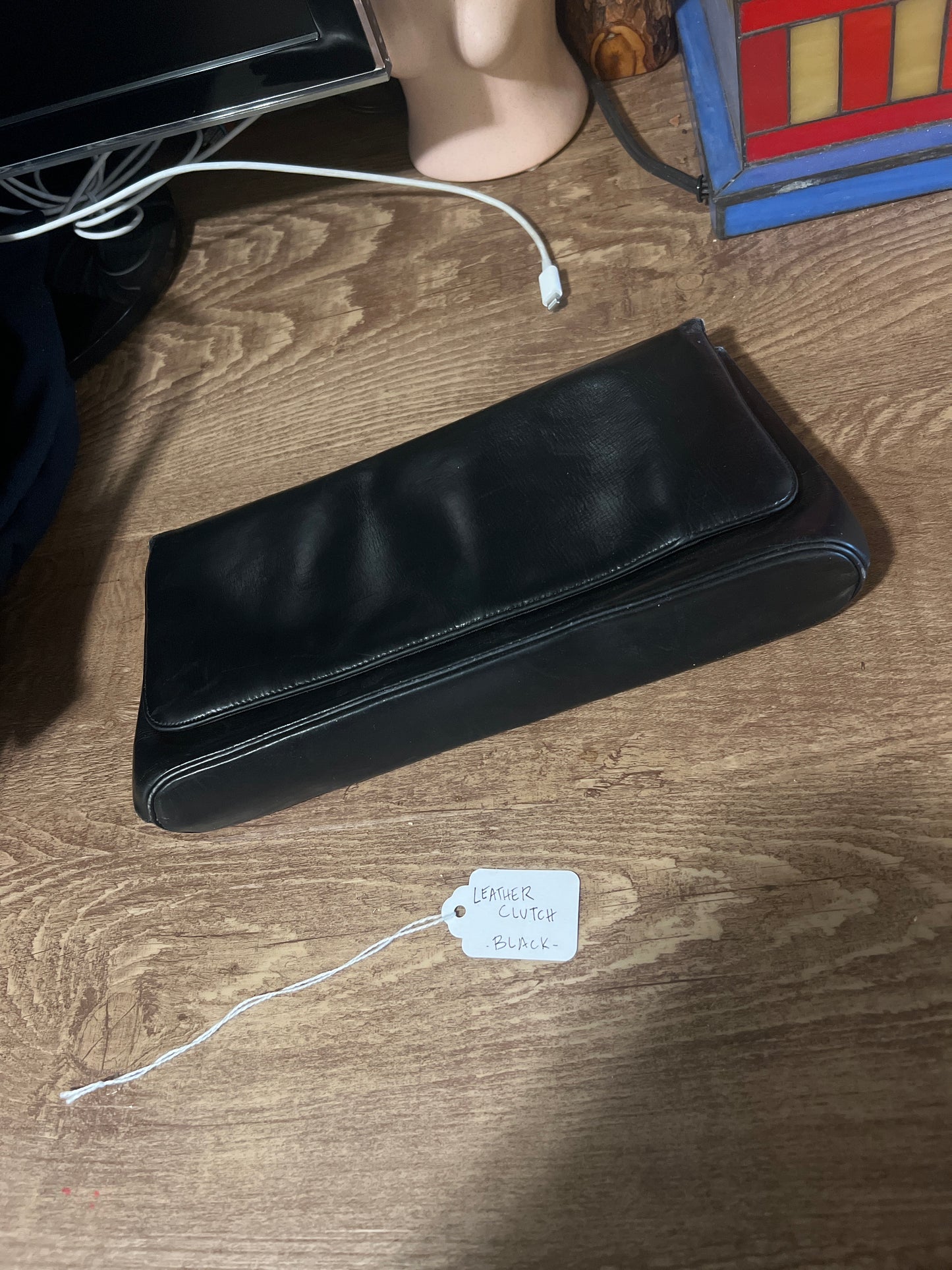 Leather clutch black