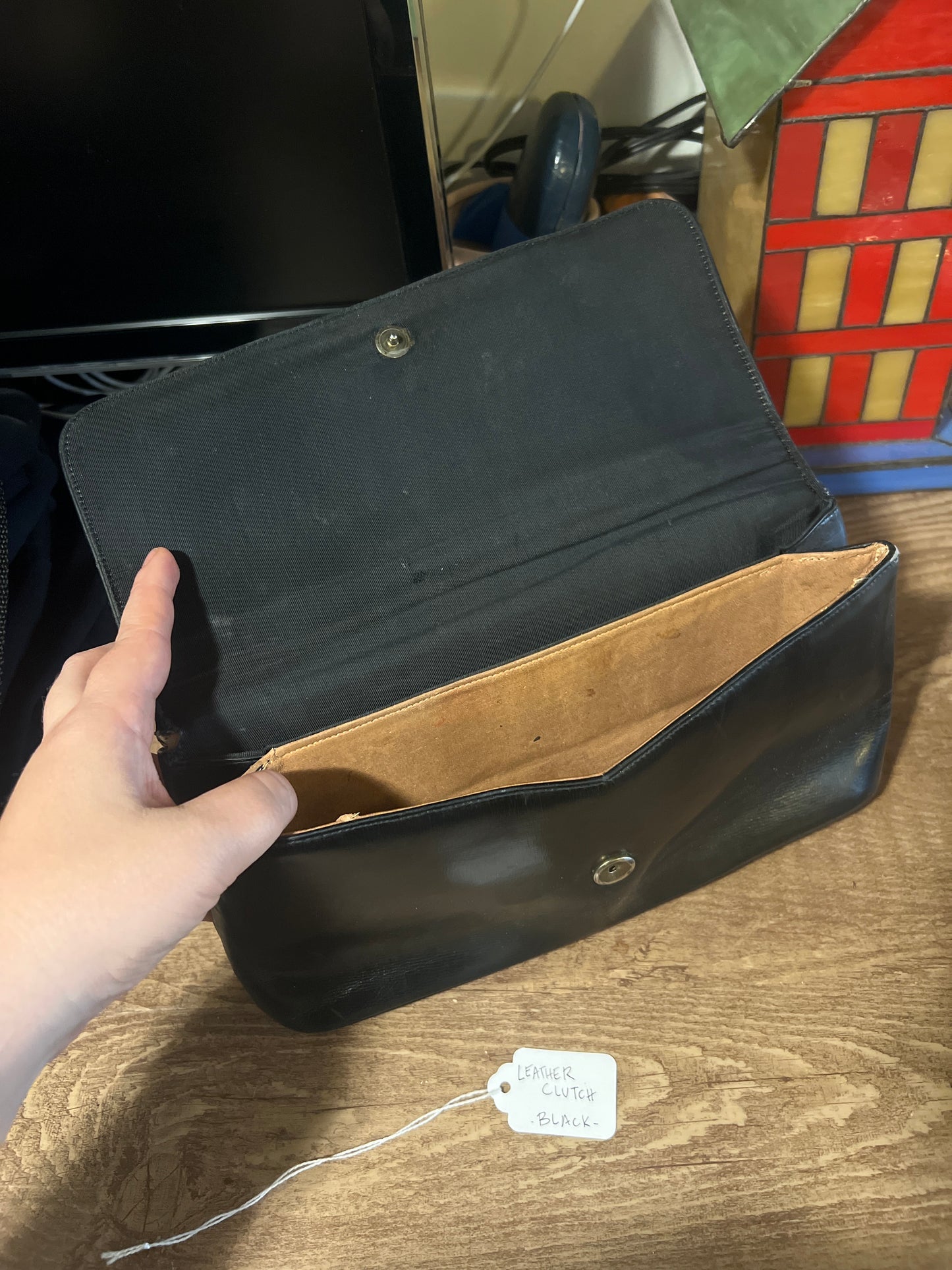 Leather clutch black