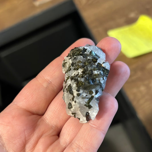 Natural quartz with Green Tourmaline