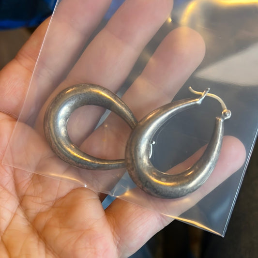Sterling silver oval hoop earrings