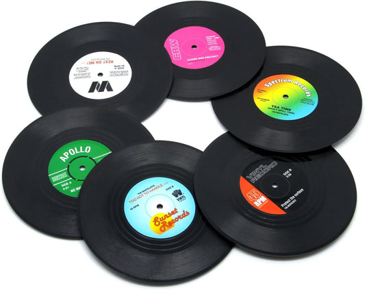 Vinyl Record Disk Coasters, Set of 6