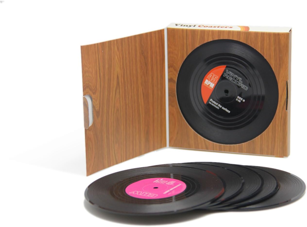 Vinyl Record Disk Coasters, Set of 6